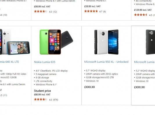 ไมโครซอฟท์ ทำข้อมูล Lumia 950 และ 950 XL หลุดโชว์บนหน้า Microsoft Store