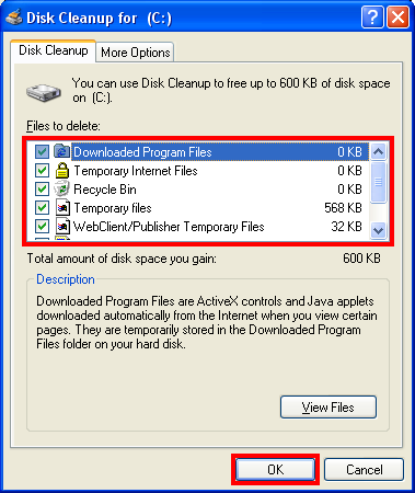 Run Disk Cleanup In Windows XP - D