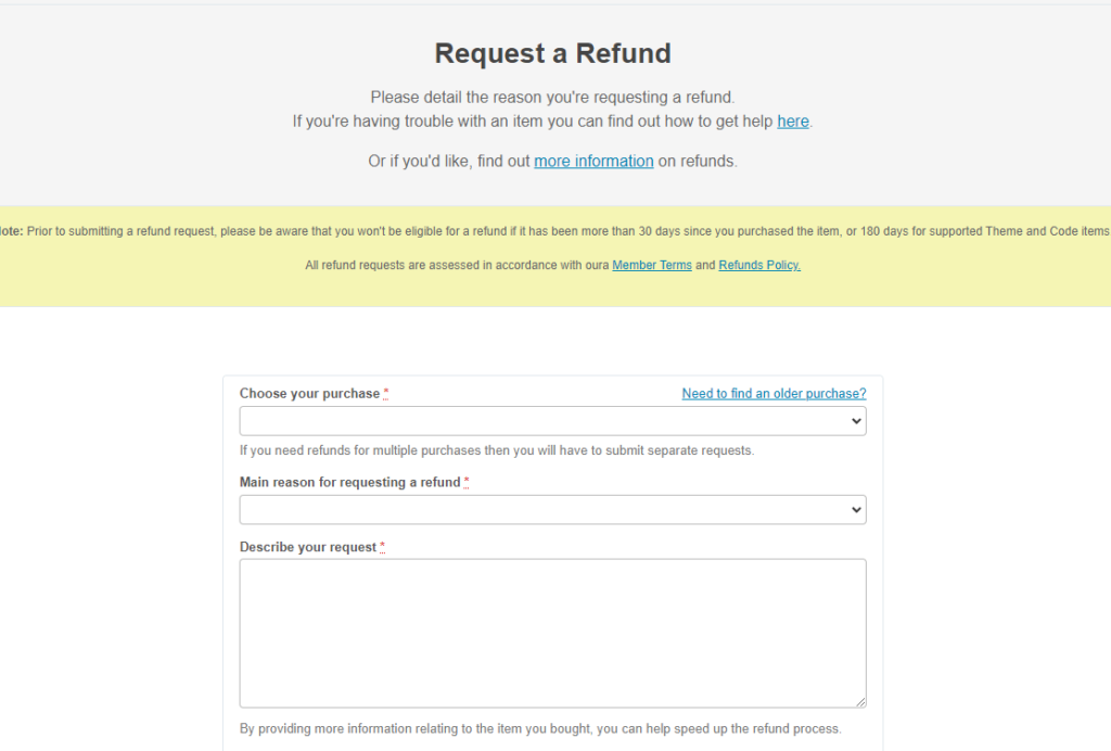 ขอคืนเงิน ThemeForest  ก็คือ